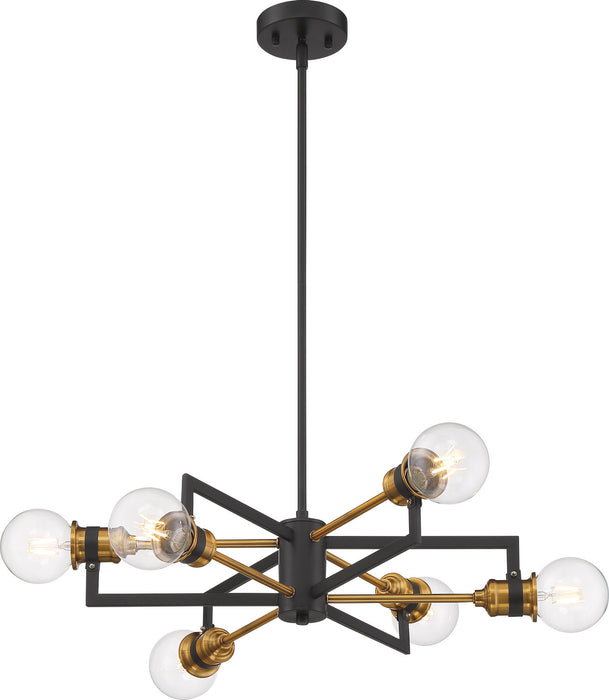 Nuvo Lighting 60-6976 Six Light Chandelier, Warm Brass / Black