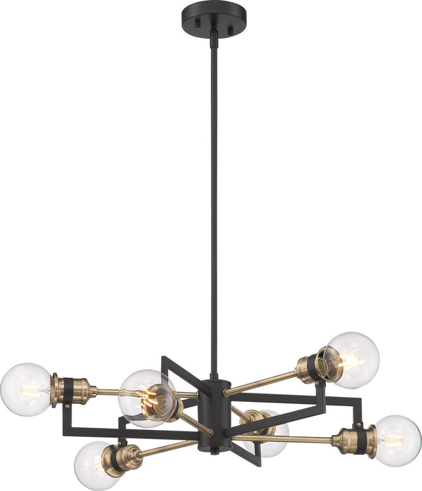 Nuvo Lighting 60-6976 Six Light Chandelier, Warm Brass / Black