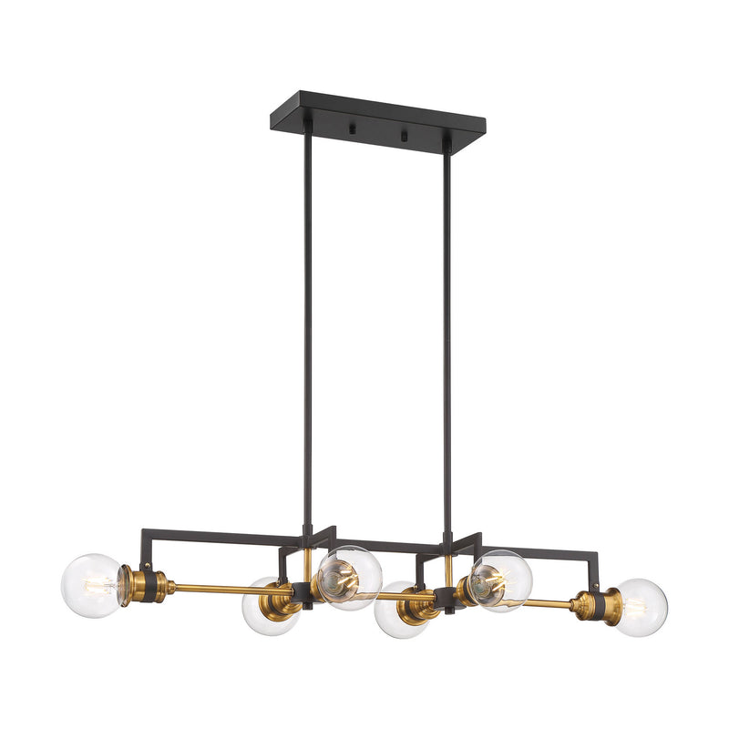 Nuvo Lighting 60-6977 Six Light Island Pendant, Warm Brass / Black