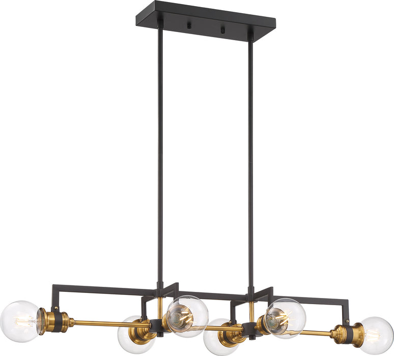 Nuvo Lighting 60-6977 Six Light Island Pendant, Warm Brass / Black