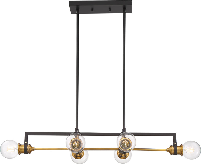 Nuvo Lighting 60-6977 Six Light Island Pendant, Warm Brass / Black