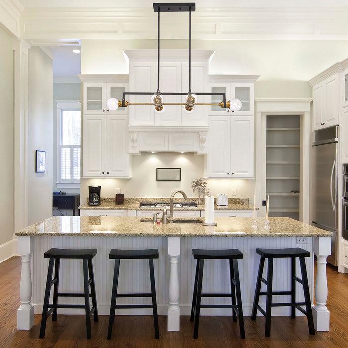 Nuvo Lighting 60-6977 Six Light Island Pendant, Warm Brass / Black