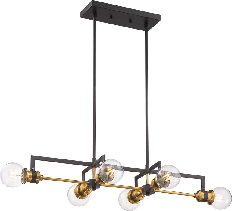 Nuvo Lighting 60-6977 Six Light Island Pendant, Warm Brass / Black