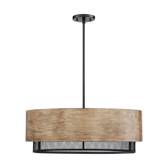 Nuvo Lighting 60-6980 Five Light Pendant, Black / Honey Wood