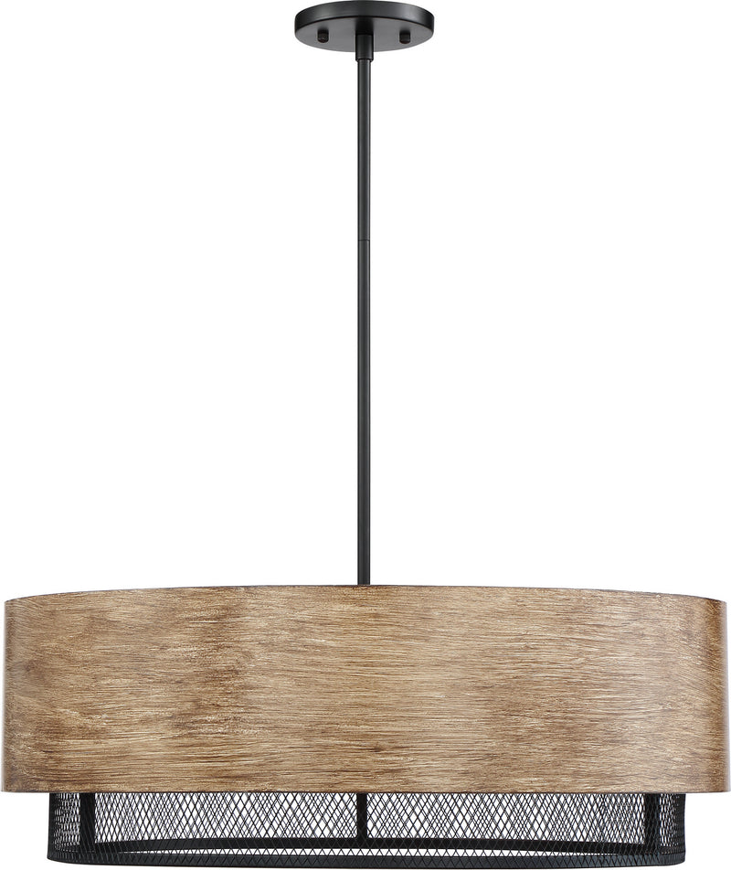 Nuvo Lighting 60-6980 Five Light Pendant, Black / Honey Wood