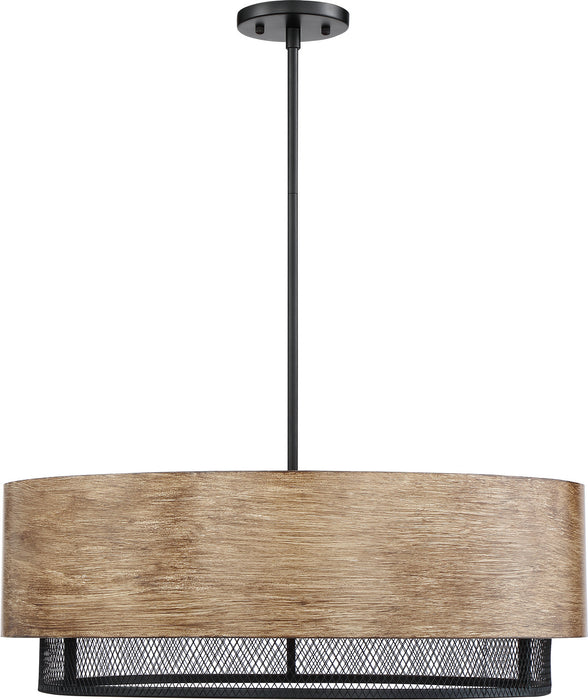 Nuvo Lighting 60-6980 Five Light Pendant, Black / Honey Wood