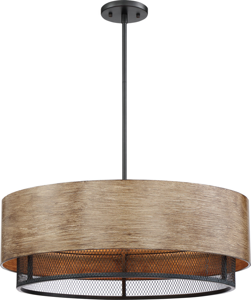 Nuvo Lighting 60-6980 Five Light Pendant, Black / Honey Wood