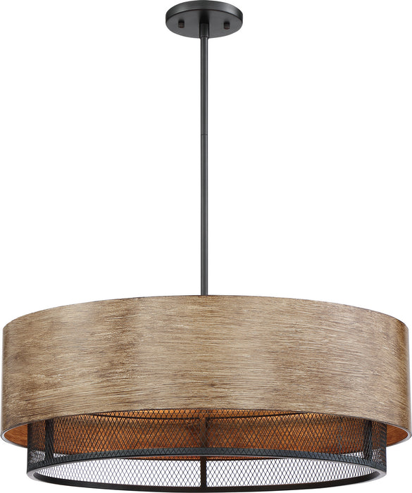 Nuvo Lighting 60-6980 Five Light Pendant, Black / Honey Wood