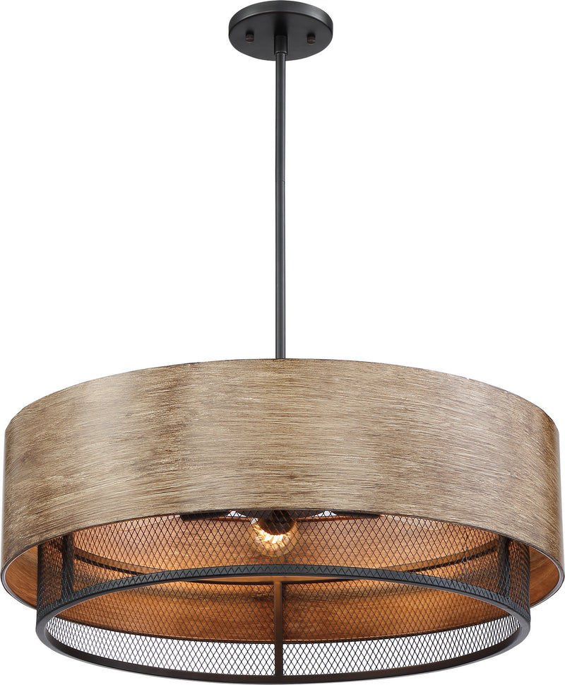 Nuvo Lighting 60-6980 Five Light Pendant, Black / Honey Wood