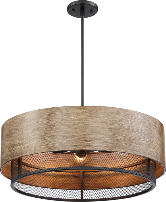 Nuvo Lighting 60-6980 Five Light Pendant, Black / Honey Wood