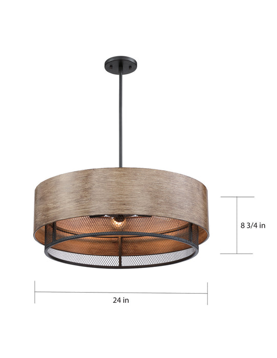 Nuvo Lighting 60-6980 Five Light Pendant, Black / Honey Wood