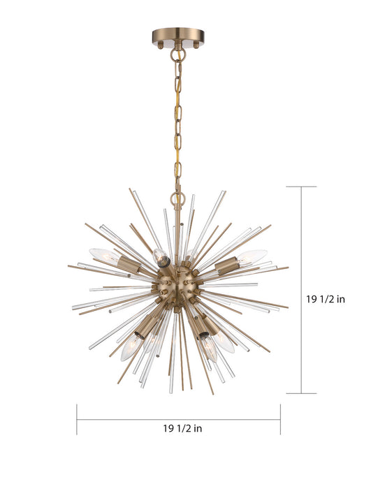 Nuvo Lighting 60-6994 Eight Light Chandelier, Vintage Brass