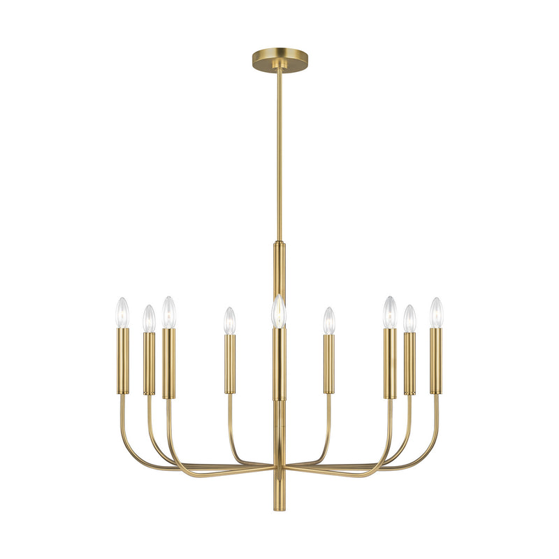 Visual Comfort Studio EC1009BBS Nine Light Chandelier, Burnished Brass