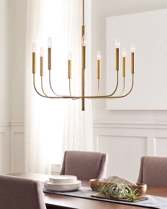 Visual Comfort Studio EC1009BBS Nine Light Chandelier, Burnished Brass