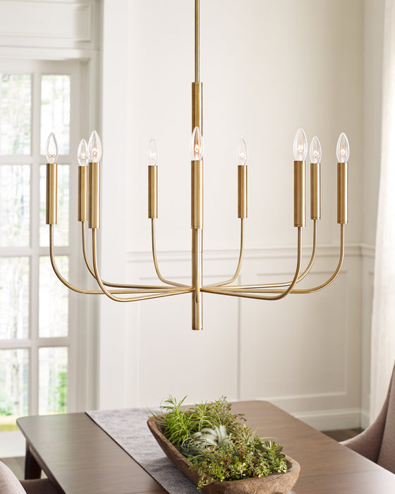 Visual Comfort Studio EC1009BBS Nine Light Chandelier, Burnished Brass