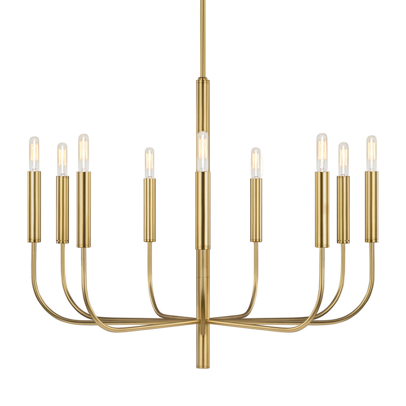 Visual Comfort Studio EC1009BBS Nine Light Chandelier, Burnished Brass