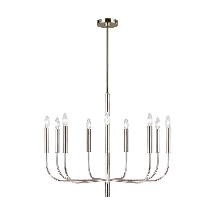 Visual Comfort Studio EC1009PN Nine Light Chandelier, Polished Nickel