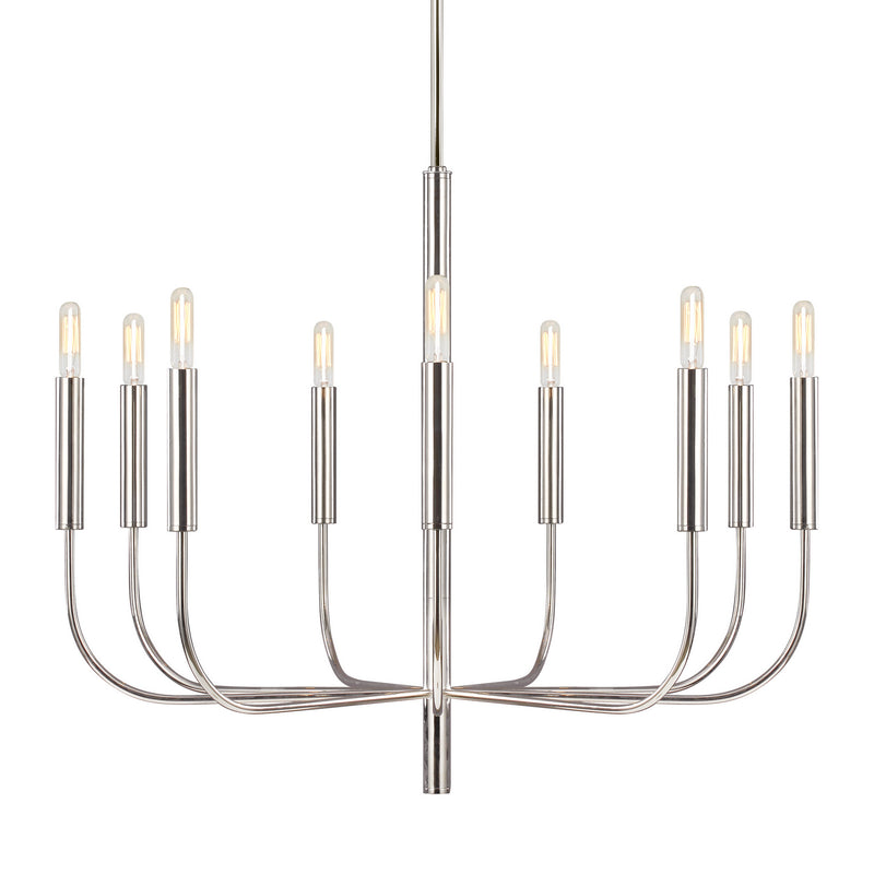 Visual Comfort Studio EC1009PN Nine Light Chandelier, Polished Nickel