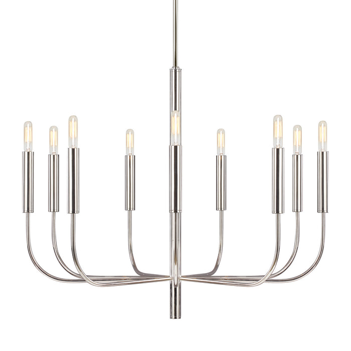Visual Comfort Studio EC1009PN Nine Light Chandelier, Polished Nickel