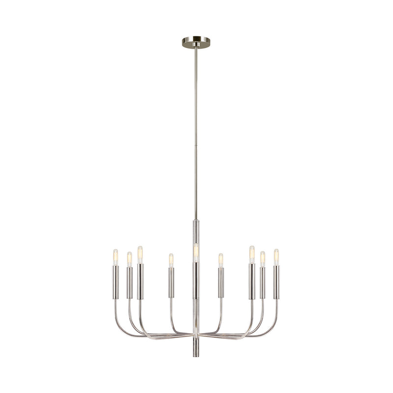 Visual Comfort Studio EC1009PN Nine Light Chandelier, Polished Nickel