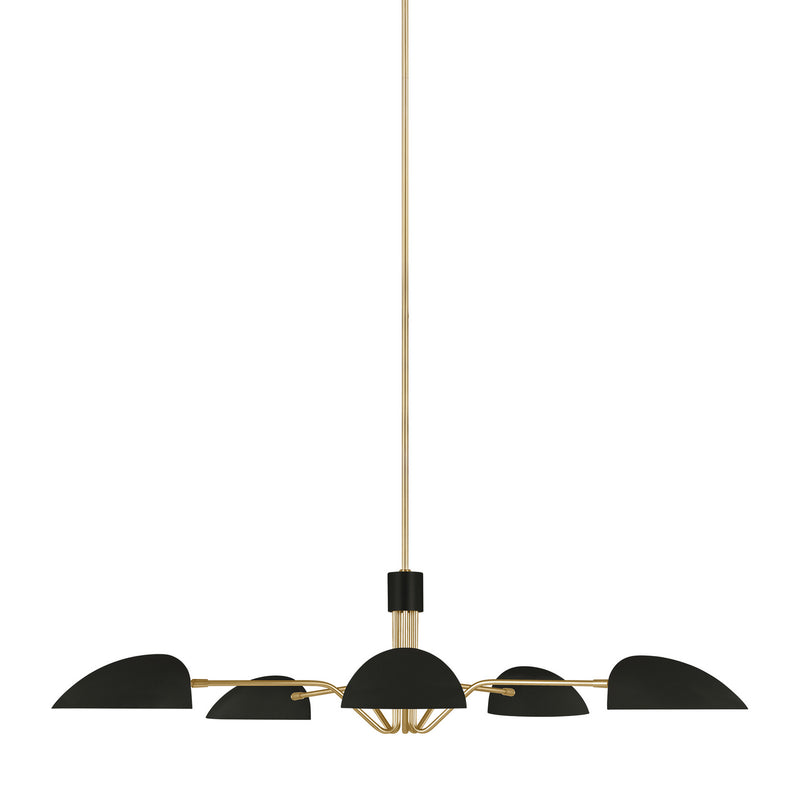 Visual Comfort Studio EC1025MBK Five Light Chandelier, Midnight Black