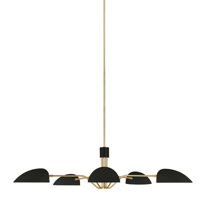 Visual Comfort Studio EC1025MBK Five Light Chandelier, Midnight Black