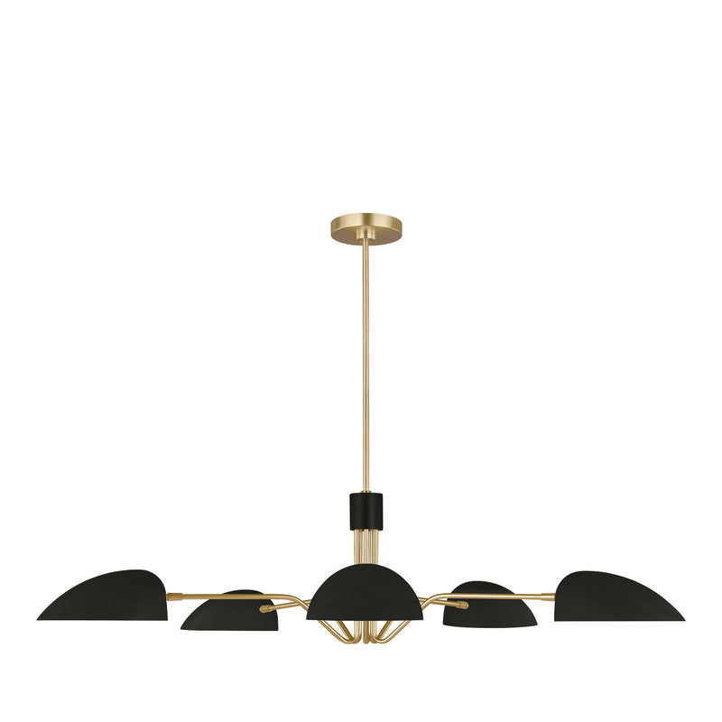 Visual Comfort Studio EC1025MBK Five Light Chandelier, Midnight Black