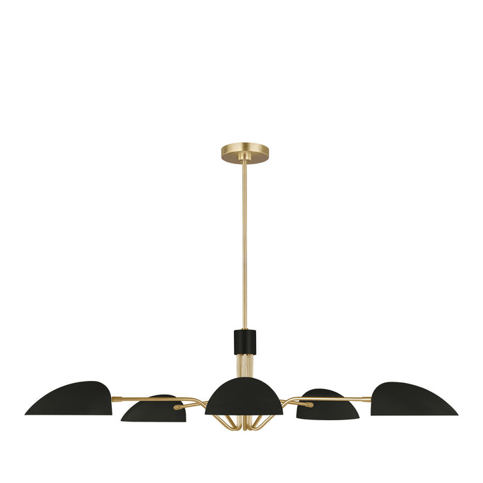 Visual Comfort Studio EC1025MBK Five Light Chandelier, Midnight Black