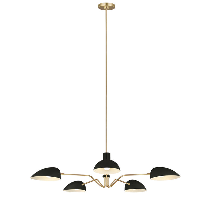 Visual Comfort Studio EC1025MBK Five Light Chandelier, Midnight Black
