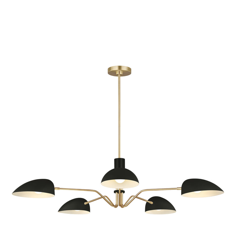 Visual Comfort Studio EC1025MBK Five Light Chandelier, Midnight Black