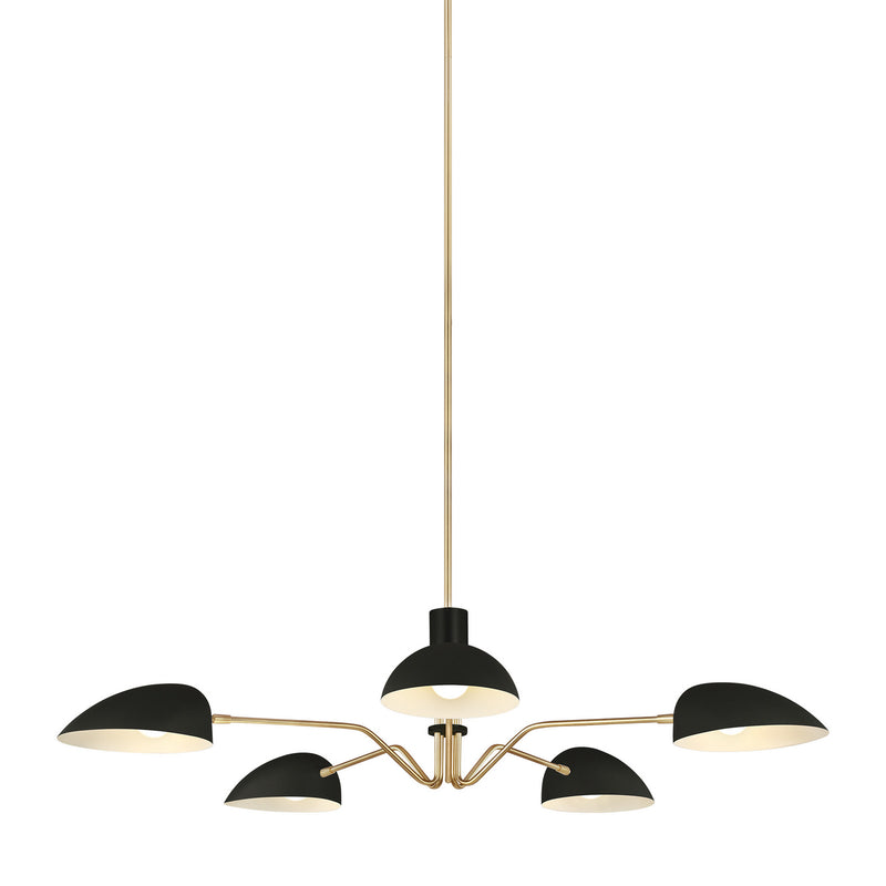 Visual Comfort Studio EC1025MBK Five Light Chandelier, Midnight Black