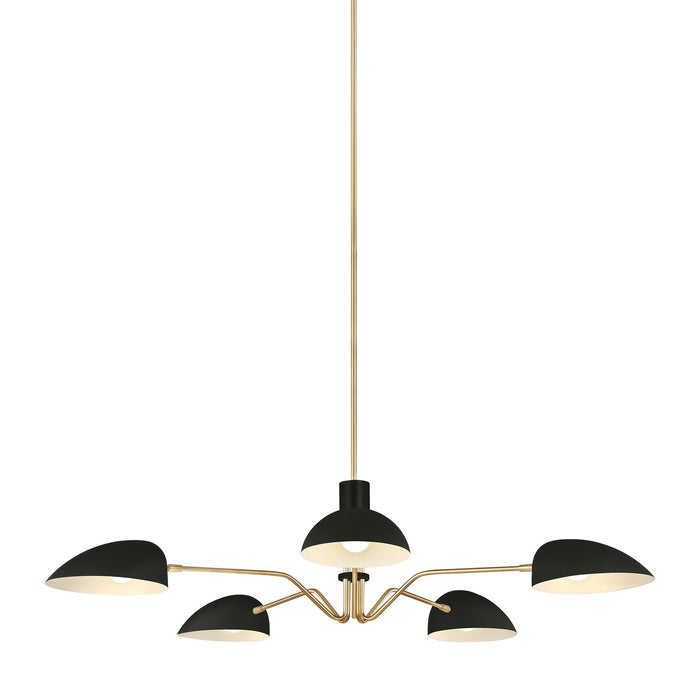Visual Comfort Studio EC1025MBK Five Light Chandelier, Midnight Black
