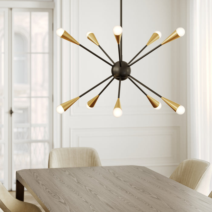 Visual Comfort Studio EC10310MBK Ten Light Chandelier, Midnight Black