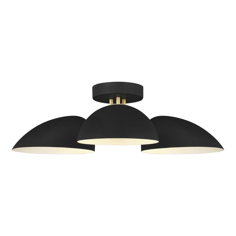 Visual Comfort Studio EF1023MBK Three Light Flush Mount, Midnight Black