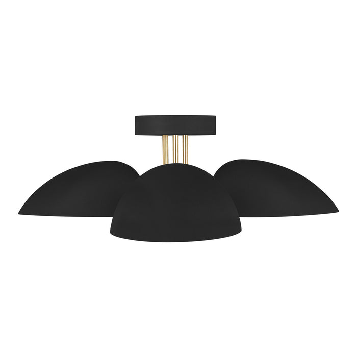 Visual Comfort Studio EF1023MBK Three Light Flush Mount, Midnight Black