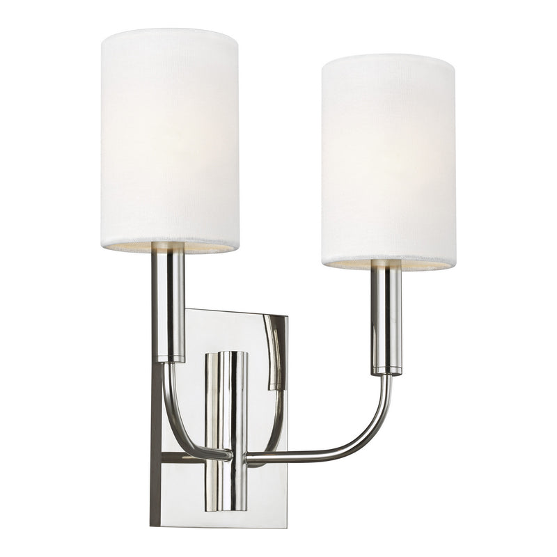 Visual Comfort Studio EW1002PN Two Light Wall Sconce, Polished Nickel
