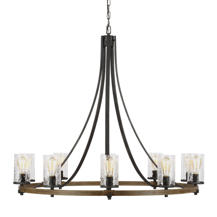 Visual Comfort Studio F3137/10DWK/SGM Ten Light Chandelier, Distressed Weathered Oak / Slate Grey Metal