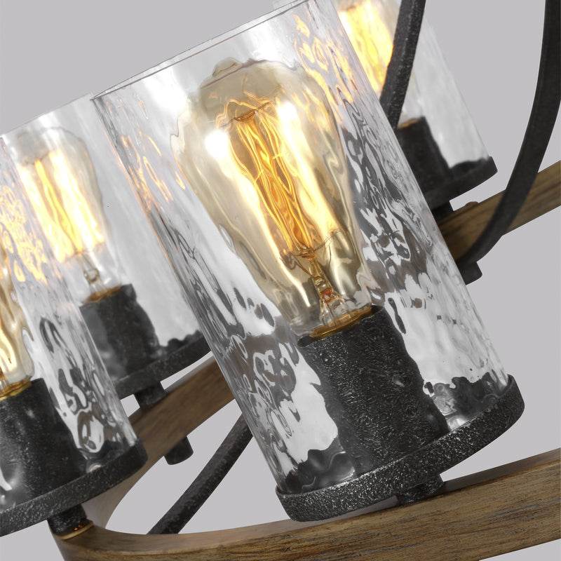 Visual Comfort Studio F3137/10DWK/SGM Ten Light Chandelier, Distressed Weathered Oak / Slate Grey Metal