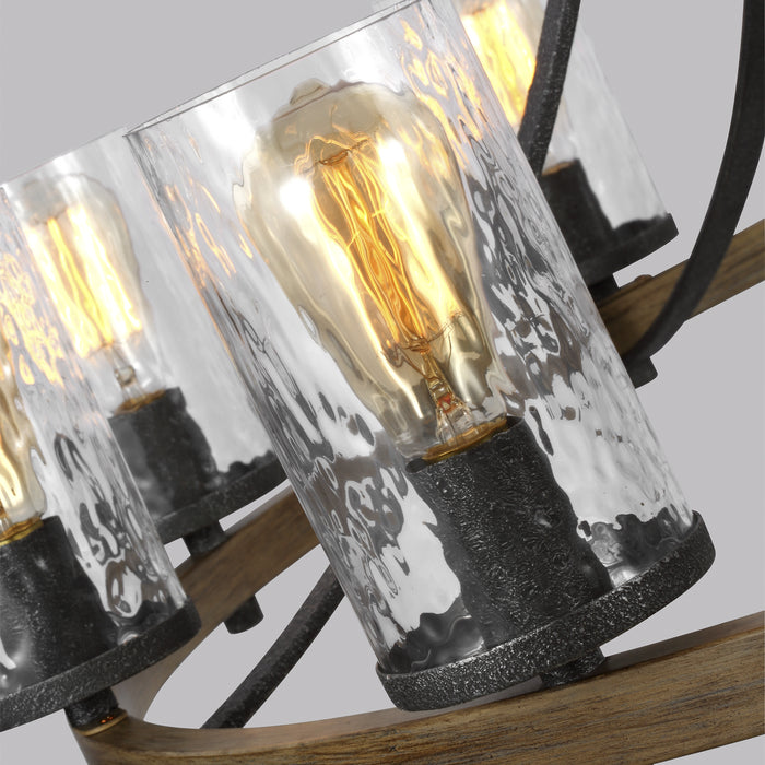 Visual Comfort Studio F3137/10DWK/SGM Ten Light Chandelier, Distressed Weathered Oak / Slate Grey Metal