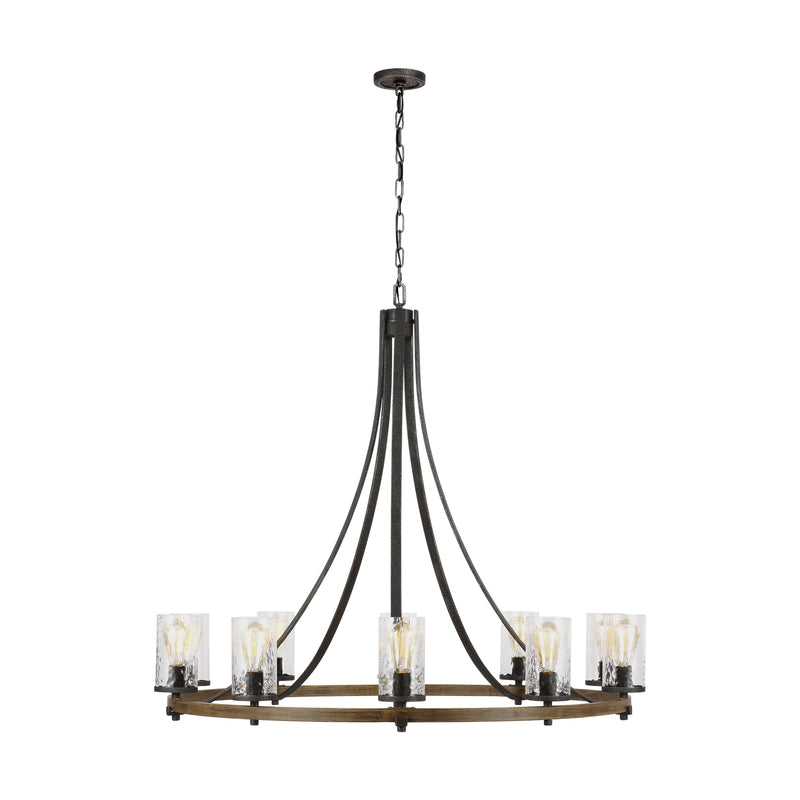 Visual Comfort Studio F3137/10DWK/SGM Ten Light Chandelier, Distressed Weathered Oak / Slate Grey Metal