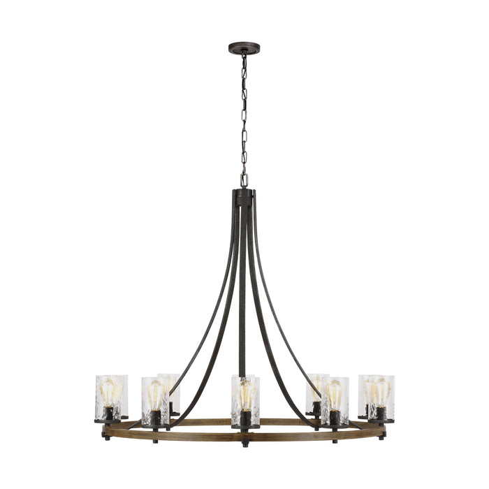 Visual Comfort Studio F3137/10DWK/SGM Ten Light Chandelier, Distressed Weathered Oak / Slate Grey Metal