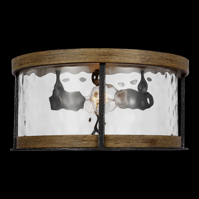 Visual Comfort Studio FM530DWK/SGM Two Light Flush Mount, Distressed Weathered Oak / Slate Grey Metal