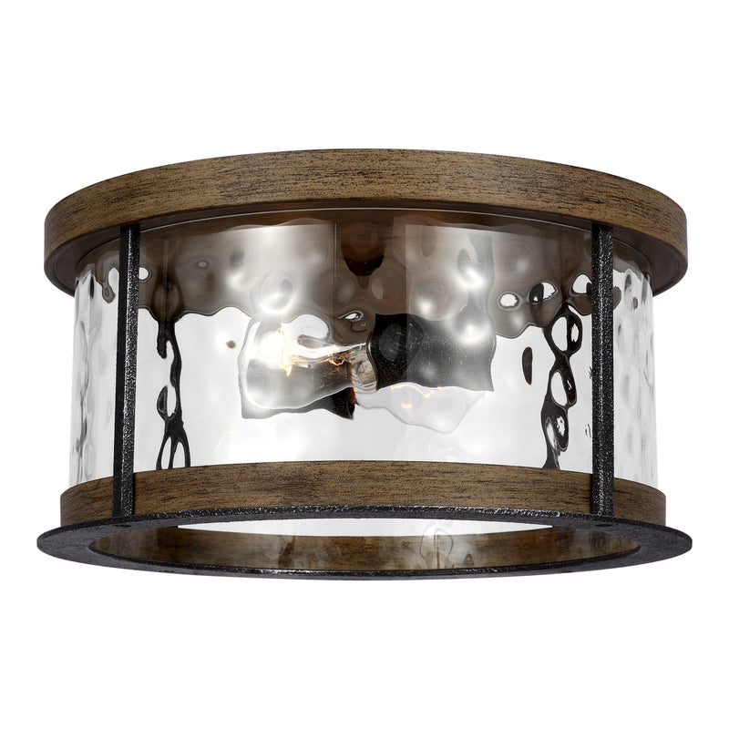 Visual Comfort Studio FM530DWK/SGM Two Light Flush Mount, Distressed Weathered Oak / Slate Grey Metal