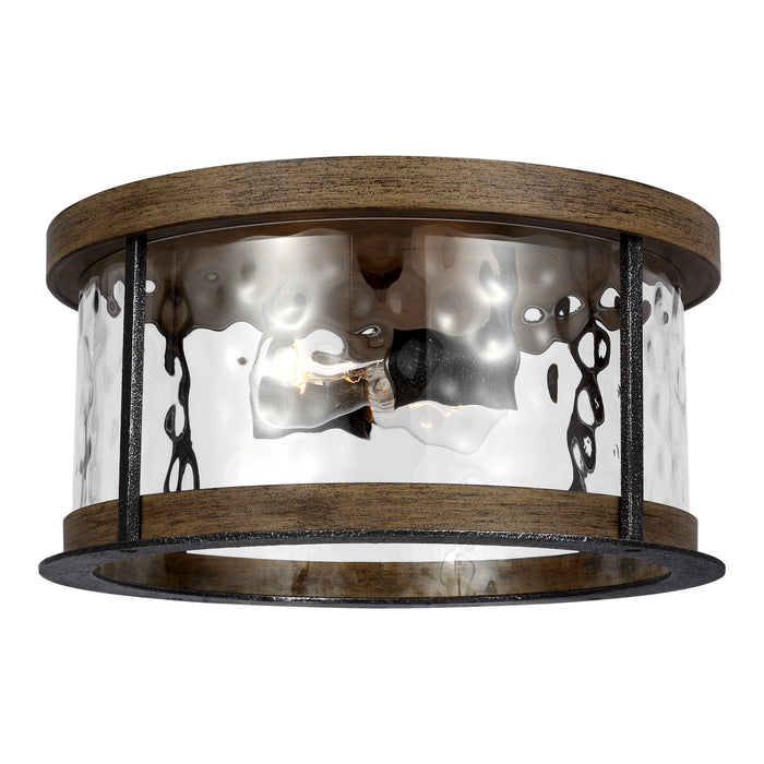 Visual Comfort Studio FM530DWK/SGM Two Light Flush Mount, Distressed Weathered Oak / Slate Grey Metal