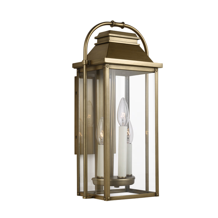Visual Comfort Studio OL13200PDB Three Light Lantern, Painted Distressed Brass