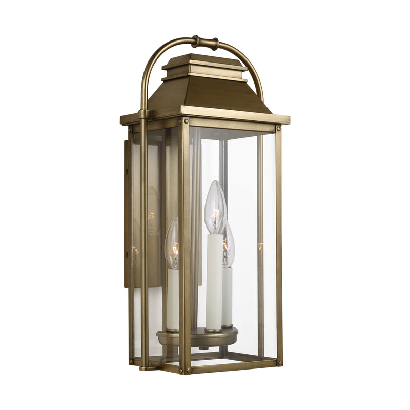 Visual Comfort Studio OL13200PDB Three Light Lantern, Painted Distressed Brass