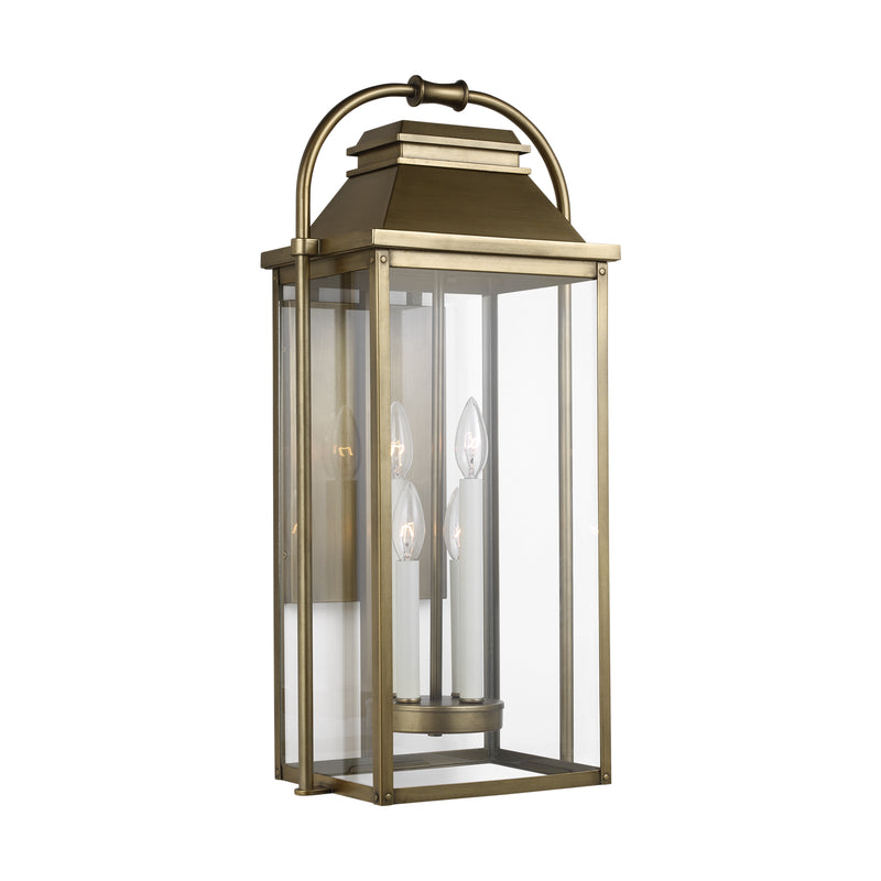 Visual Comfort Studio OL13202PDB Four Light Lantern, Painted Distressed Brass