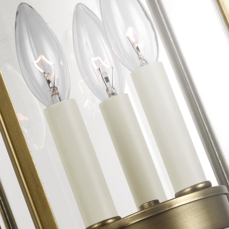 Visual Comfort Studio OL13207PDB Three Light Post Lantern, Painted Distressed Brass