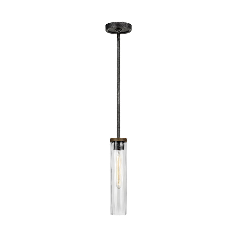 Visual Comfort Studio P1510DWK/SGM One Light Pendant, Distressed Weathered Oak / Slate Grey Metal