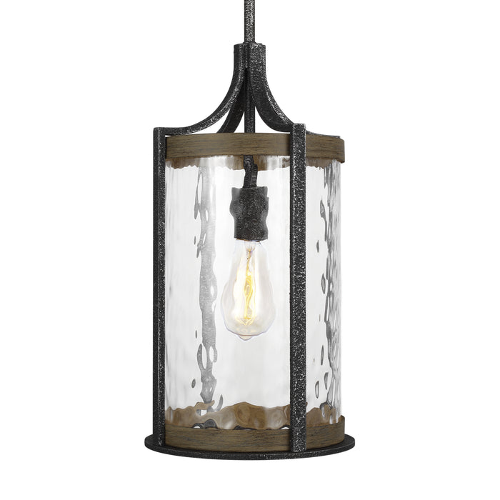 Visual Comfort Studio P1511DWK/SGM One Light Pendant, Distressed Weathered Oak / Slate Grey Metal